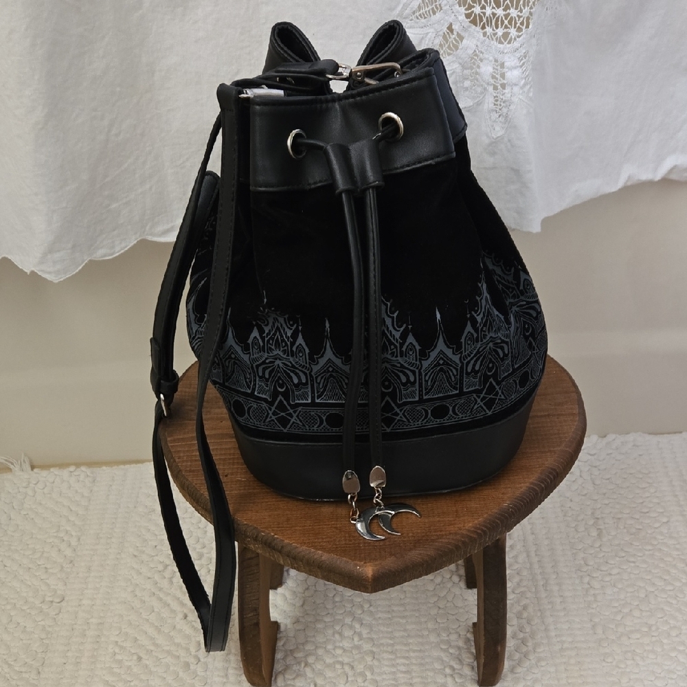 Killstar Black Gothic Backpack with Drawstring Closure